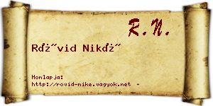 Rövid Niké névjegykártya